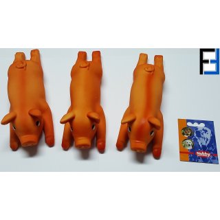 Set mit 3x Nobby Hundespielzeug Gummi Schwein 24cm Latex Quietscher Hund Spielzeug NEU
