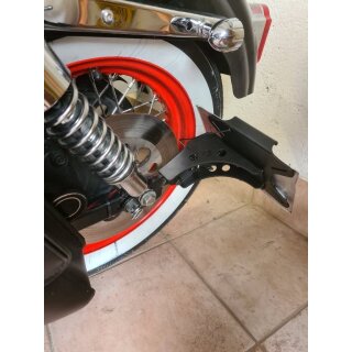 Seitlicher Kennzeichenhalter 170x127 Harley Davidson Spotster mit T&Uuml;V 2X Silentblock gelagert mit Gutachten Nummernschild Universal passend
