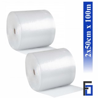 2x Rolle Luftpolsterfolie Breite 50cm x Länge 100m / 38 my